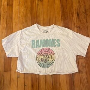 Ramones cropped white graphic Tshirt